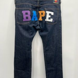 A Bathing Ape Men's Color BAPE Spell Out Blue Denim Jeans Pants Size XL | 40x35